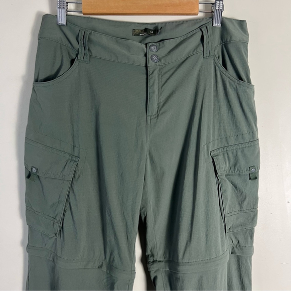 Prana Womens SZ 14 Green Convertible Cargo Hiking Pants Lightweight Straight leg - Picture 3 of 12